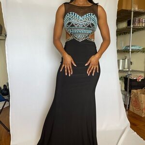 Elegant Black and Blue Women's Dress (Local DTLA Designer)